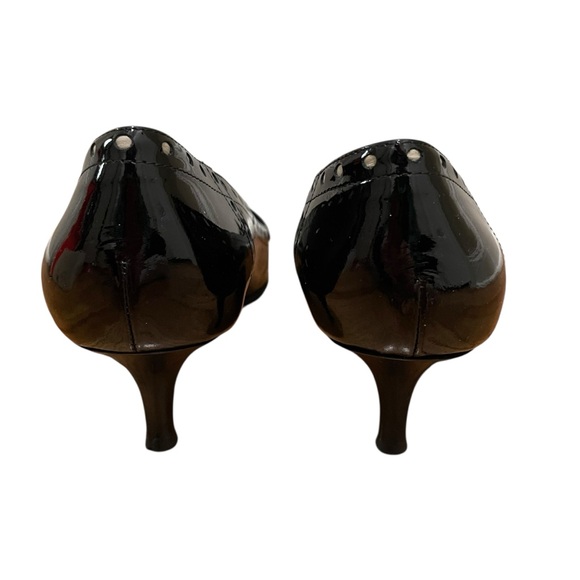 Coach Jude Patent Leather Black Parchment Studded Tassel Kitten Heels Women 10 - Picture 8 of 11